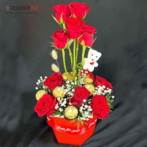 Elegant Small Chocolate and Flower Bouquet